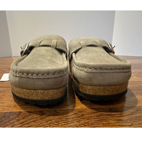 Birkenstock Buckley Shearling Suede Clog Gray Size 40 Narrow Fit NWT Cozy Clogs - Picture 4 of 10